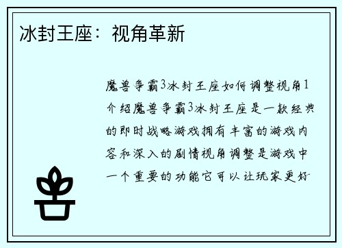 冰封王座：视角革新